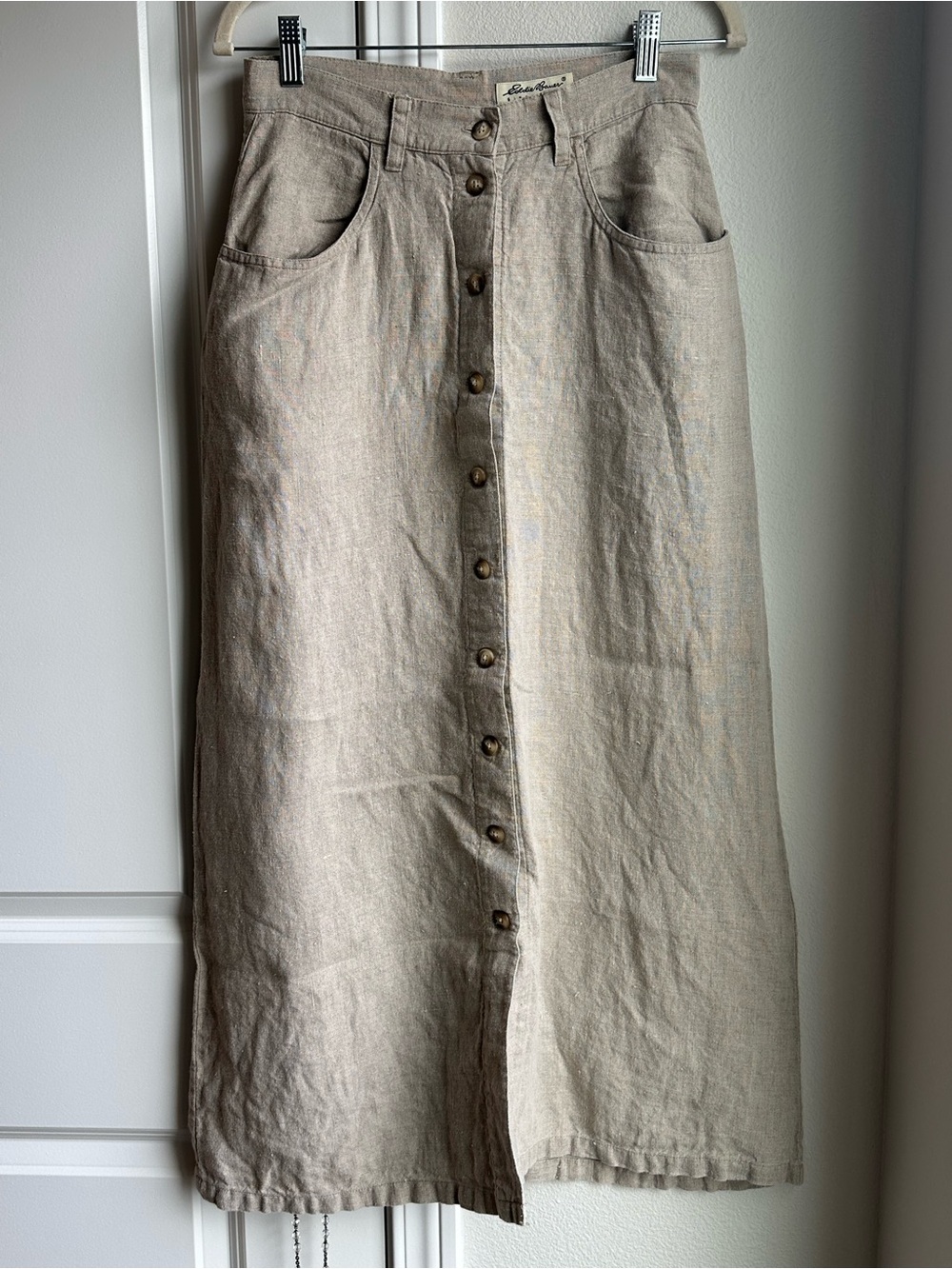 Vintage Eddie Bauer 100% Linen Button Skirt